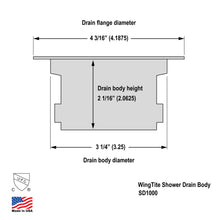 Load image into Gallery viewer, WingTite Shower Drain - Installs entirely from the TOP