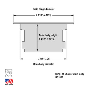 WingTite Shower Drain - Installs entirely from the TOP