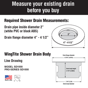 WingTite Shower Drain - Installs entirely from the TOP