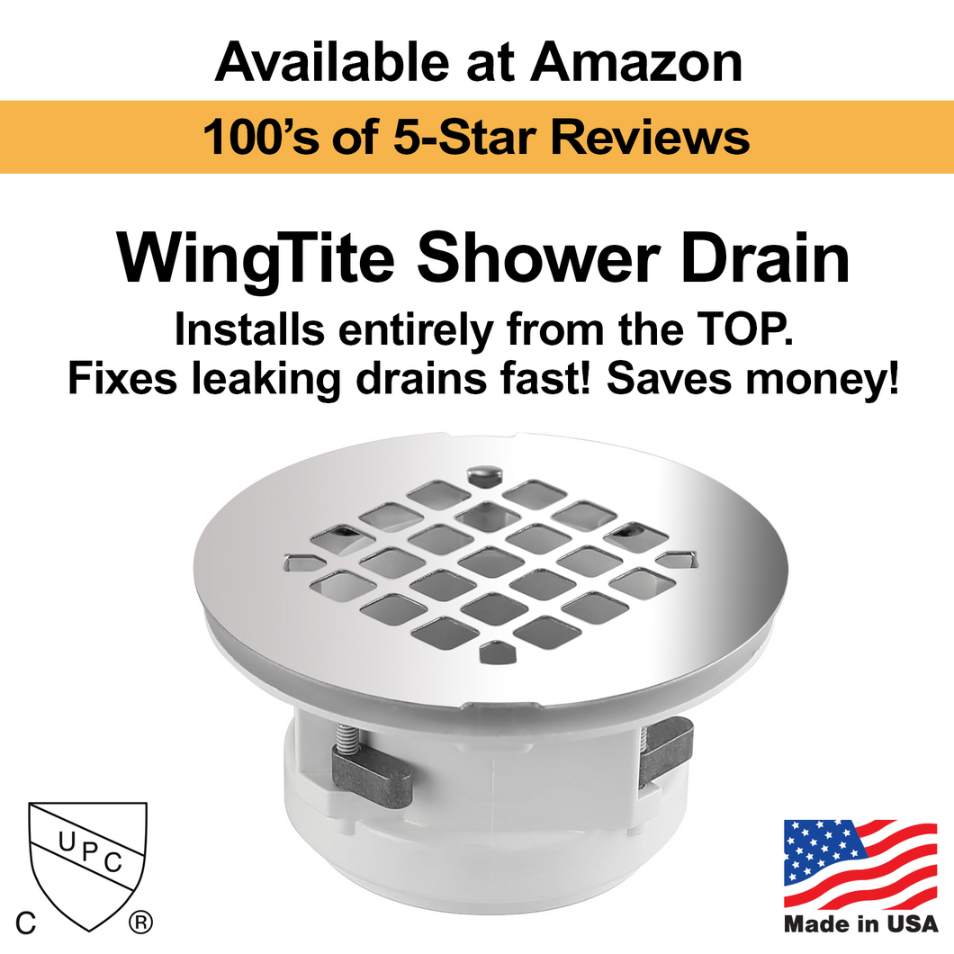 WingTite Shower Drain - Installs entirely from the TOP